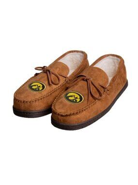 Iowa Hawkeyes Moccasin Slippers - Mens Size 11/12 - Warm Faux Fur Lining Cozy &